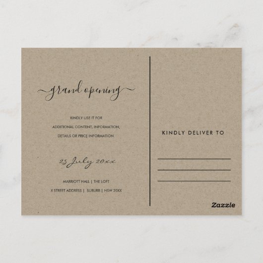 GRIJS KRAFT BLADERWERK LIJST GROTE OPENINGSCEREMON BRIEFKAART (Achterkant)