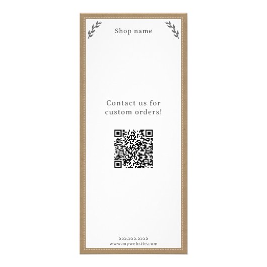 Grijs, Kraft & Rustiek Menu & Prijslijst Rack Kaar (Achterkant)