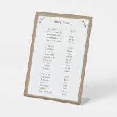 Grijs, Kraft & Rustiek prijslijst voetstuk teken Reclamebord Met Voetstuk (Voorkant)