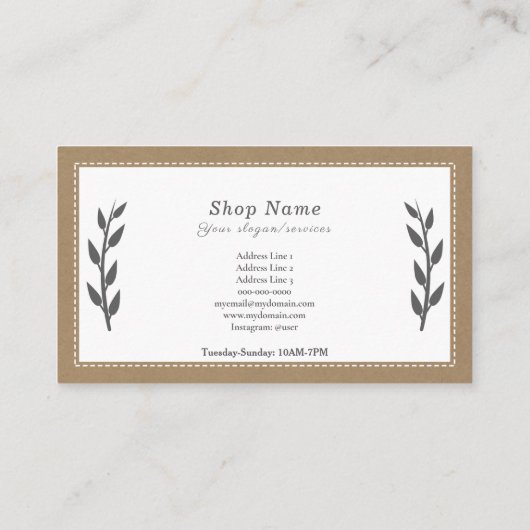 Grijs, Kraft & Rustiek Visitekaartje (Achterkant)