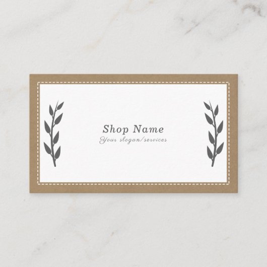 Grijs, Kraft & Rustiek Visitekaartje (Voorkant)