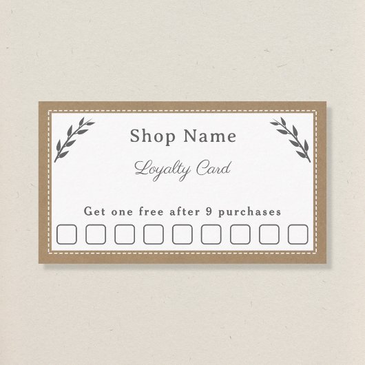 Grijs, Kraft & Rustieke Loyaliteit Kaart Visitekaartje