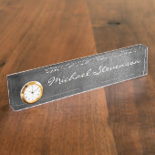 Grijs krijtbordpatroon Zakelijke naamplaat Naambordje (Zijkant)