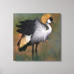 Grijs Kroon Kraanvogel Canvas Print