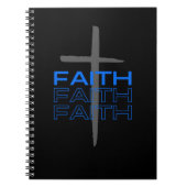 Grijs kruis met blauw geloofswoord notitieboek (Voorkant)