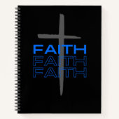 Grijs kruis met Blue Faith Word Notitieboek (Voorkant)