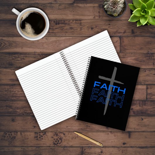Grijs kruis met Blue Faith Word Notitieboek