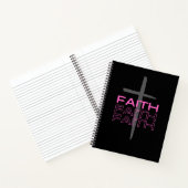 Grijs kruis met Roze Faith Word Notitieboek (Binnen)