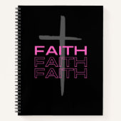 Grijs kruis met Roze Faith Word Notitieboek (Voorkant)