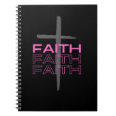 Grijs kruis met roze geloofswoord notitieboek (Voorkant)