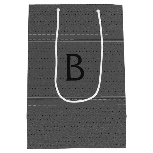 Grijs kunstleder medium cadeauzakje (Achterkant)