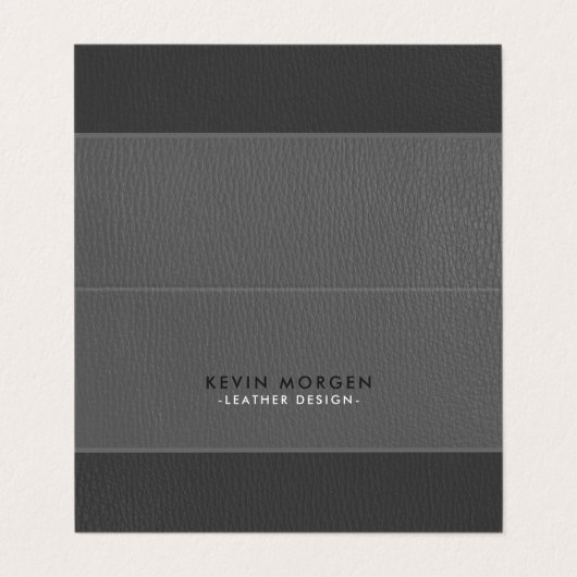 Grijs kunstleder visitekaartje (Buitenkant ongevouwen)