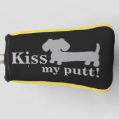 Grijs Kus Mijn Putt Cheeky Golf Head Dachshund Golfheadcover (Voorkant)