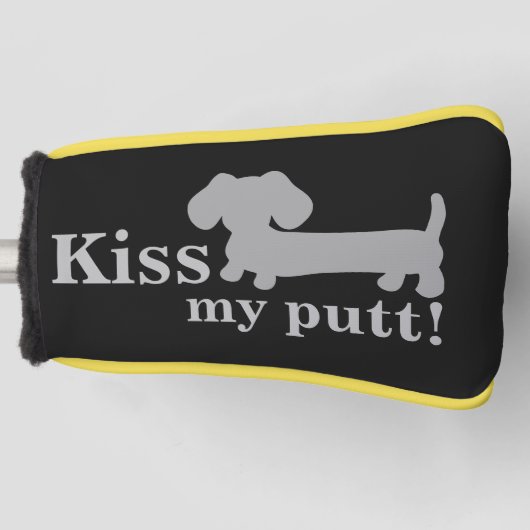 Grijs Kus Mijn Putt Cheeky Golf Head Dachshund Golfheadcover (Voorkant)
