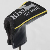 Grijs Kus Mijn Putt Cheeky Golf Head Dachshund Golfheadcover (3/4 voorkant)