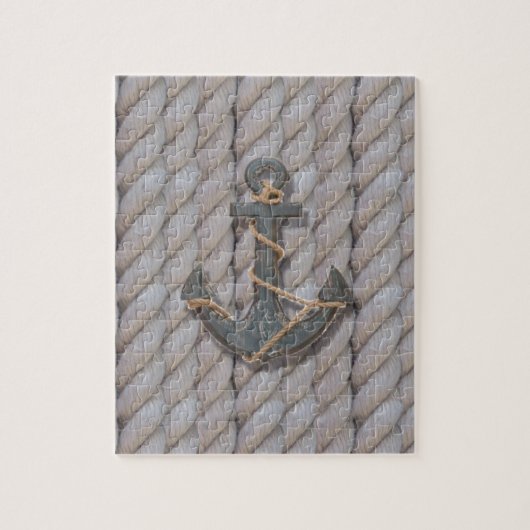 grijs kuststrand touw nautisch anker legpuzzel (Verticaal)