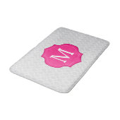 Grijs Latwerkpatroon met Felroze Monogram Badmat (Gekanteld)