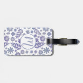 Grijs & Lavendel Bloemen Patroon & Monogram Bagagelabel (Achterkant horizontaal)