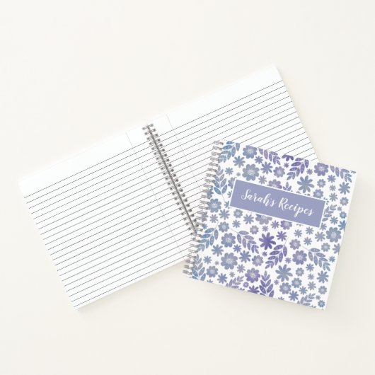 Grijs & Lavendel Bloemen Patroon Recepten Notitieboek (Binnen)
