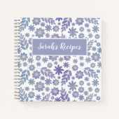 Grijs & Lavendel Bloemen Patroon Recepten Notitieboek (Voorkant)