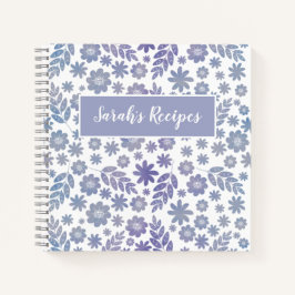 Grijs & Lavendel Bloemen Patroon Recepten Notitieboek