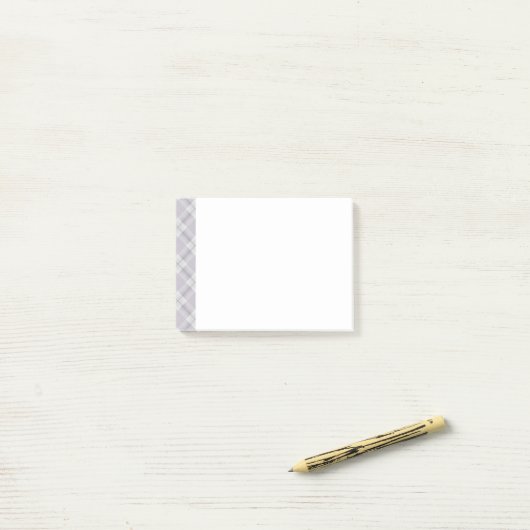 Grijs lavendel geruit patroon trim post-it® notes (Op bureau)