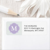 Grijs & Lavendel Modern Chevron Custom Monogram Etiket (Insitu)