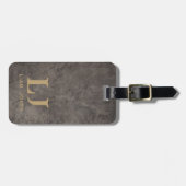 Grijs Leder Monogram Mannelijk  Bagagelabel (Voorkant horizontaal)