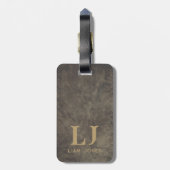 Grijs Leder Monogrammed Modern  Bagagelabel (Achterkant verticaal)