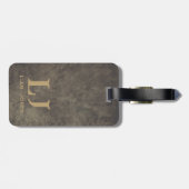 Grijs Leder Monogrammed Modern  Bagagelabel (Achterkant horizontaal)