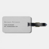 Grijs lederen bedrijfsnaam logo bagagelabel (Achterkant horizontaal)