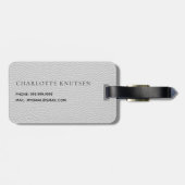 Grijs leer monogram naam bagagelabel (Achterkant horizontaal)