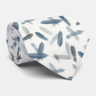 Grijs Leisteenblauw Abstracte Kwaststreken Stropdas