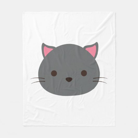 Grijs Leuke Kat Fleece Deken (Voorkant)