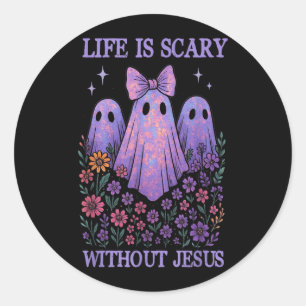 Grijs leven is eng zonder Jezus christen Ronde Sticker