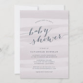 Grijs Lila Waterverf Baby shower Uitnodiging (Voorkant)