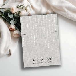 GRIJS LINNEN LICHTE SNAREN KETTING BAND DISPLAY VISITEKAARTJE