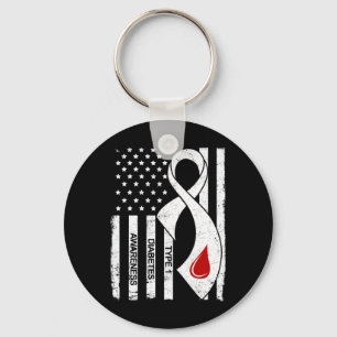 grijs lint-Amerikaanse vlag type 1 diabetes Sleutelhanger
