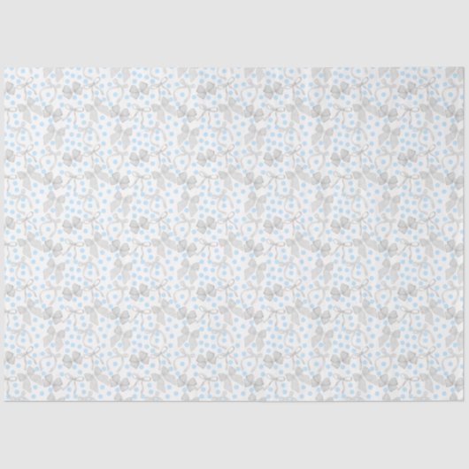 Grijs lint en blauwe stippen tissue paper tissuepapier (Voorkant)