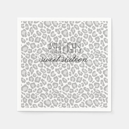 Grijs Luipaard Print Sweet Sixteen Servetten (Voorkant)