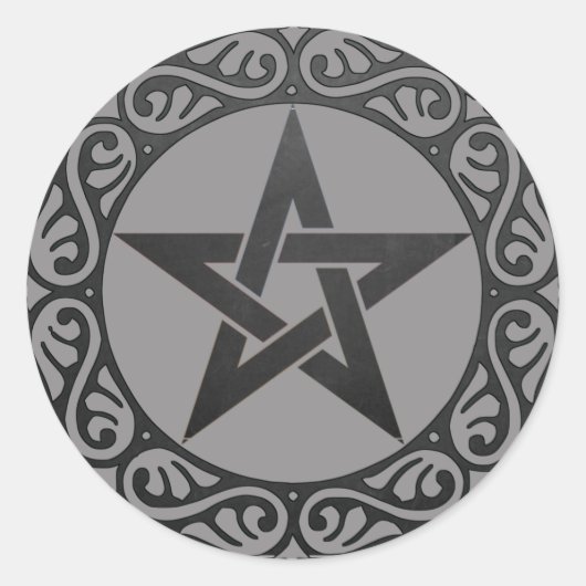 Grijs Magick Zwart Pentakel Witchcraft Ronde Sticker (Voorkant)