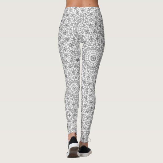 Grijs Mandala geometrisch patroon Leggings (Achterkant)