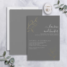 Grijs Manuscript Gold Botanical Wedding Folie Uitn