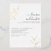 Grijs Manuscript Gold Botanical Wedding Folie Uitnodiging (Voorkant)