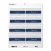 Grijs Marine Blauw Damast Bruiloft Labels (Full Sheet)