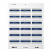 Grijs Marine Blauw Damast Bruiloft Labels (Full Sheet)