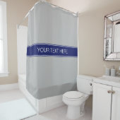 Grijs Marine Blauw Lint Naam Monogram Douchegordijn (In situ)