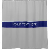 Grijs Marine Blauw Lint Naam Monogram Douchegordijn (Voorkant)