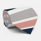 Grijs marineblauw roze kuststrepen patroon stropdas (Opgerold)