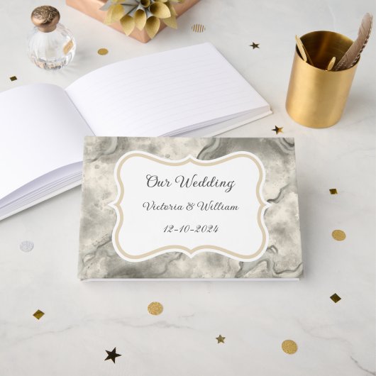  Grijs Marmer Bruiloft Gast Boek Gift (Voorkant open)